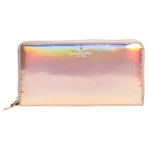 ✨RARE ✨Kate Spade Rose Gold Holographic Rainer Lane Stacy wallet